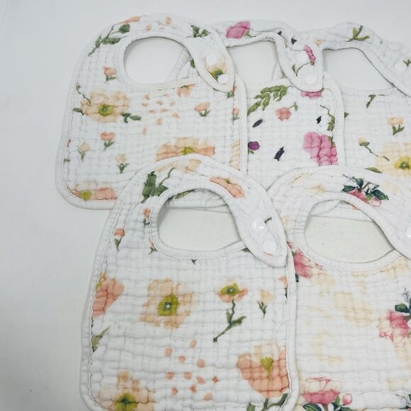 Zainpe Baby Girls 7 Piece Snap Muslin Cotton Absorbent & Soft Feeding Bibs 076 - Picture 2 of 6